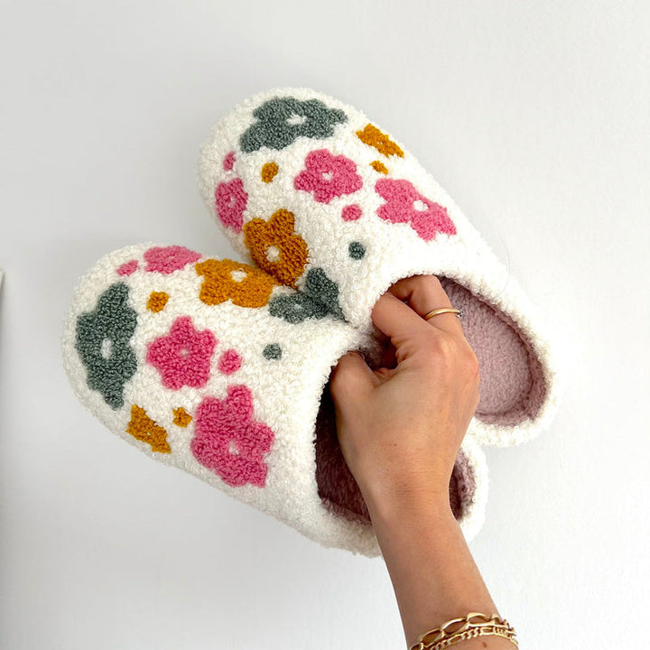BowLift | Blumina | Warm slippers | Floral pattern | Non-slip sole