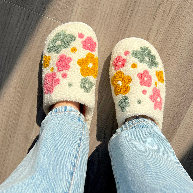 BowLift | Blumina | Warm slippers | Floral pattern | Non-slip sole