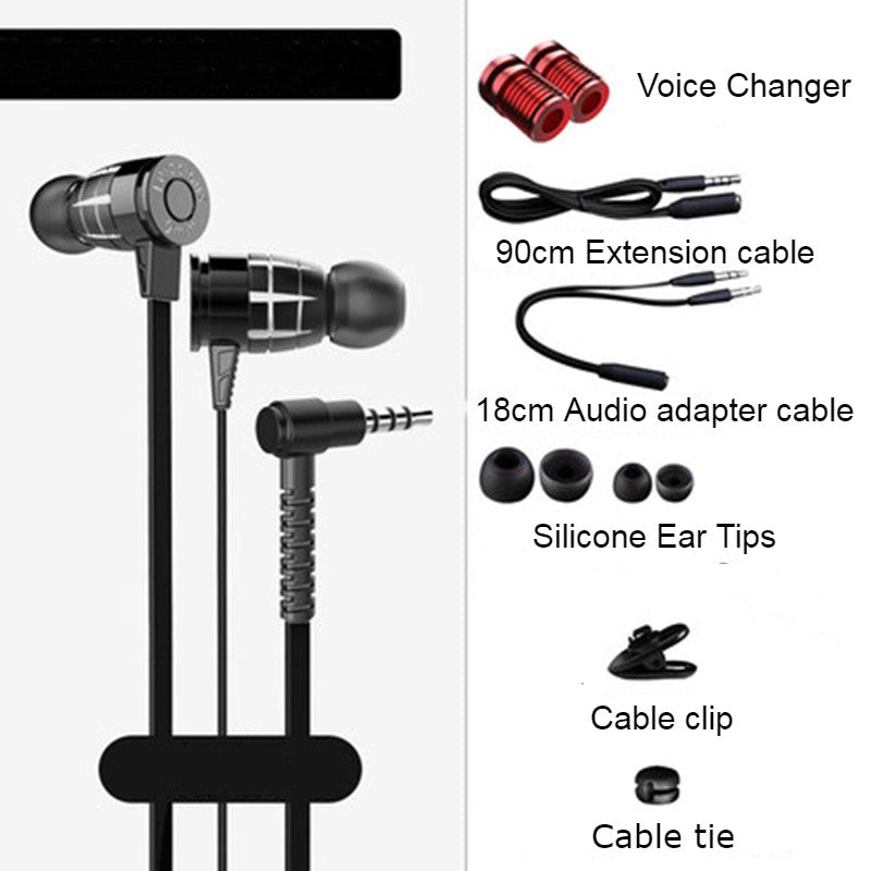 BowLift | In-Ear Wired Earphones with Microphone, Extended 3.5mm Y-Splitter, 2 Voice Changers and Extension Cable for PC, Laptops, Gaming and Online Meetings