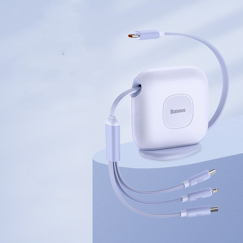 BowLift | 3-in-1 Retractable Rotatable Charging Cable, with Lightning, Type-C & Micro, for Phone & Tablets