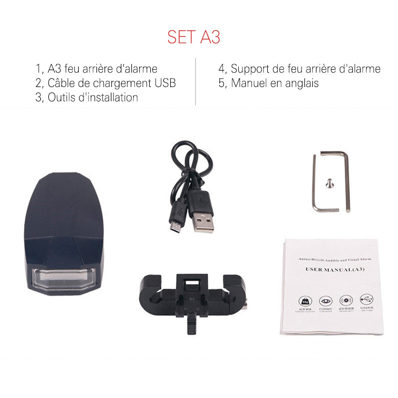 Intelligent sound and light alarm rear for bicycle | Bowlift