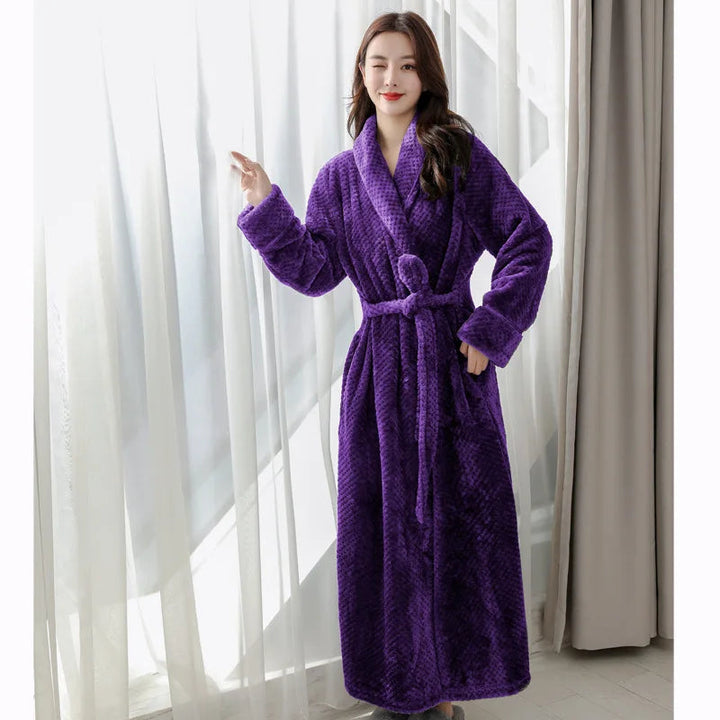 BowLift | Bathrobe Long | Fluffy & Warm | With Shawl Collar & Tie Belt