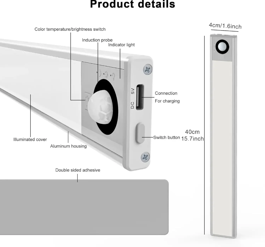 BowLift | GlowSense LED Motion Sensor Closet Light | Wireless | Energy Efficient | Easy Installation