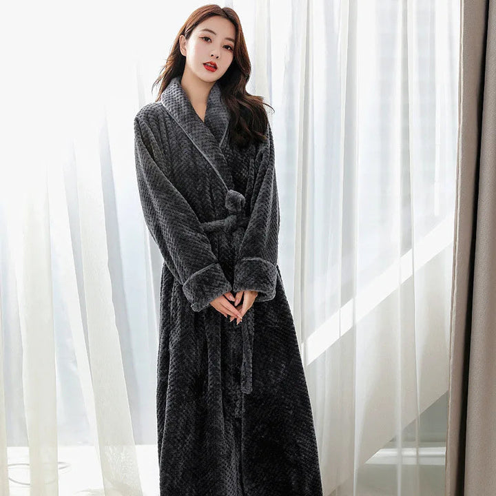 BowLift | Bathrobe Long | Fluffy & Warm | With Shawl Collar & Tie Belt