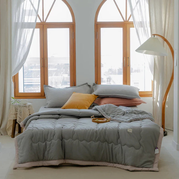 2024 Japanese Cotton-Polyester Summer Quilt – Lightweight, Washable, Skin-Friendly Solid Color Quilt | Bowlift