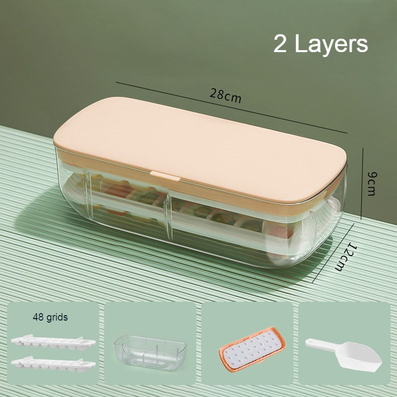 BowLift | 2-Tier 48 Grids Ice Cube Tray, with Clear Ice Cube Storage Box