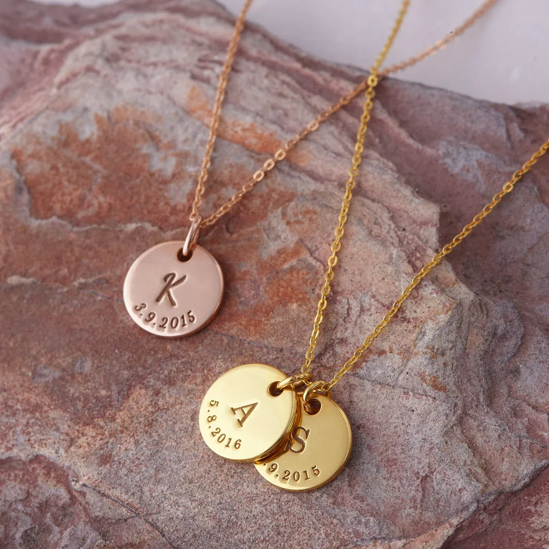BowLift | Dainty Personalized Disc Initial & Date Necklace