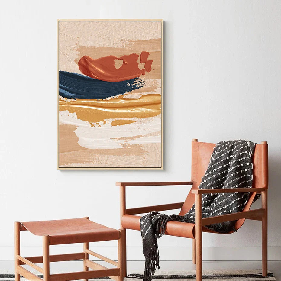 Modern Abstract Bold Brush Stroke Color Fusion Wall Art Fine Art Canvas Prints Colorful Pictures For Living Room | Bowlift
