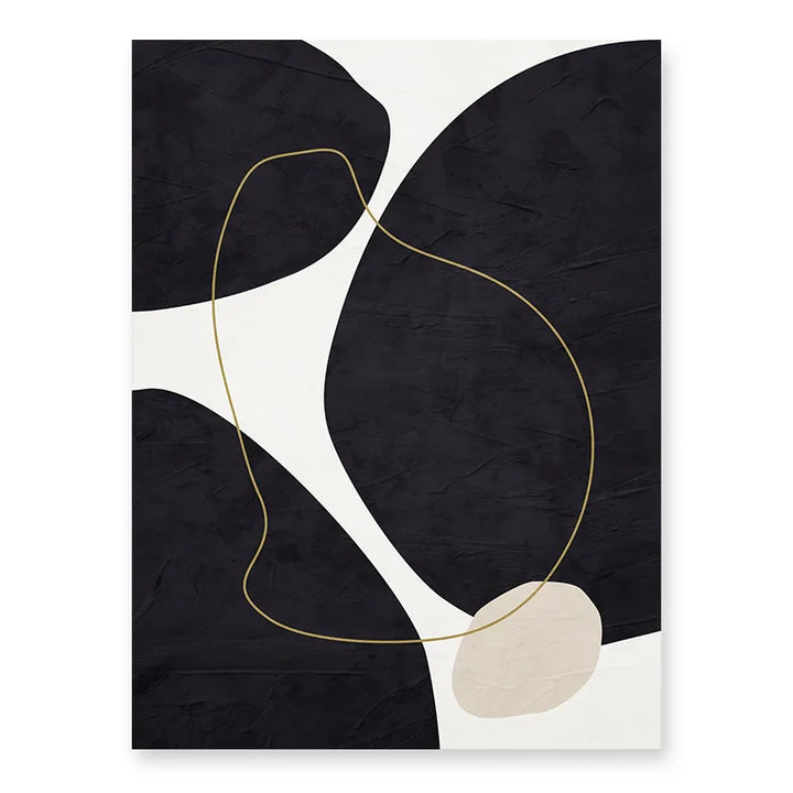 Nordic Minimalist Abstract Beige Black Shape &amp; Line Wall Art Fine Art Canvas Prints Pictures For Modern Living Room Bedroom Art Decor | Bowlift