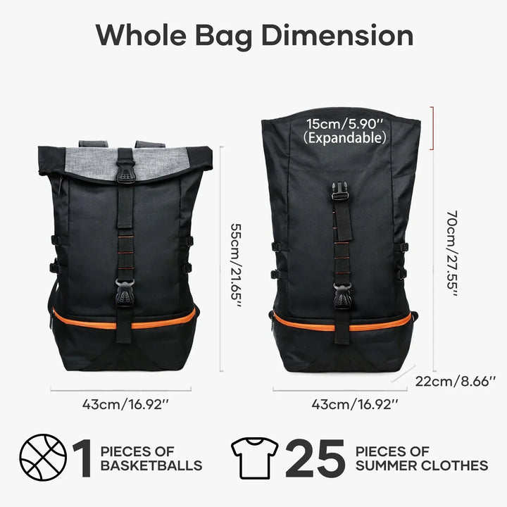 BowLift | SportGear Backpack with Ball Compartment and Shoe Compartment – 35L Softback