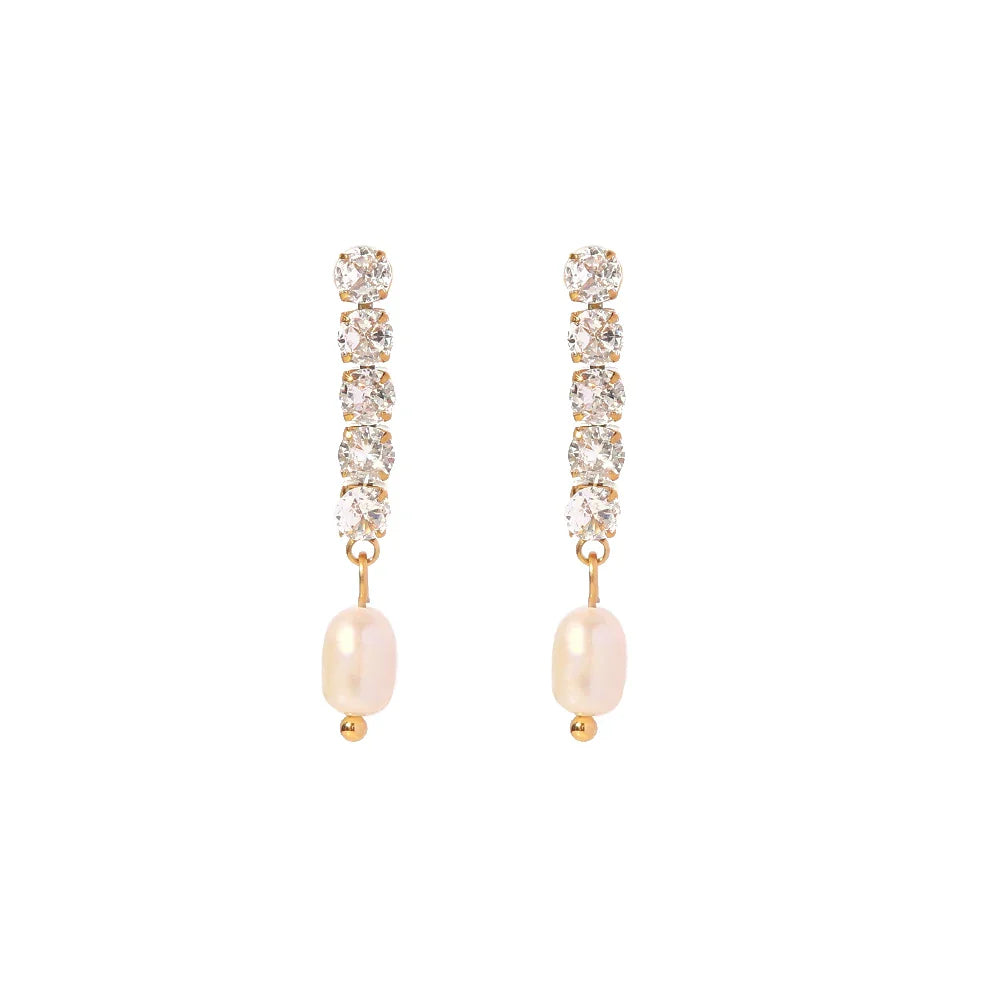 BowLift | 18k Dainty Diamond Tassel Pearl Dangle Earrings