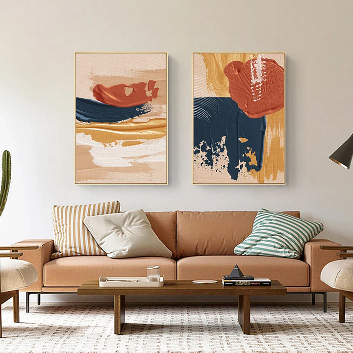 Modern Abstract Bold Brush Stroke Color Fusion Wall Art Fine Art Canvas Prints Colorful Pictures For Living Room | Bowlift