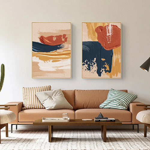 Modern Abstract Bold Brush Stroke Color Fusion Wall Art Fine Art Canvas Prints Colorful Pictures For Living Room | Bowlift