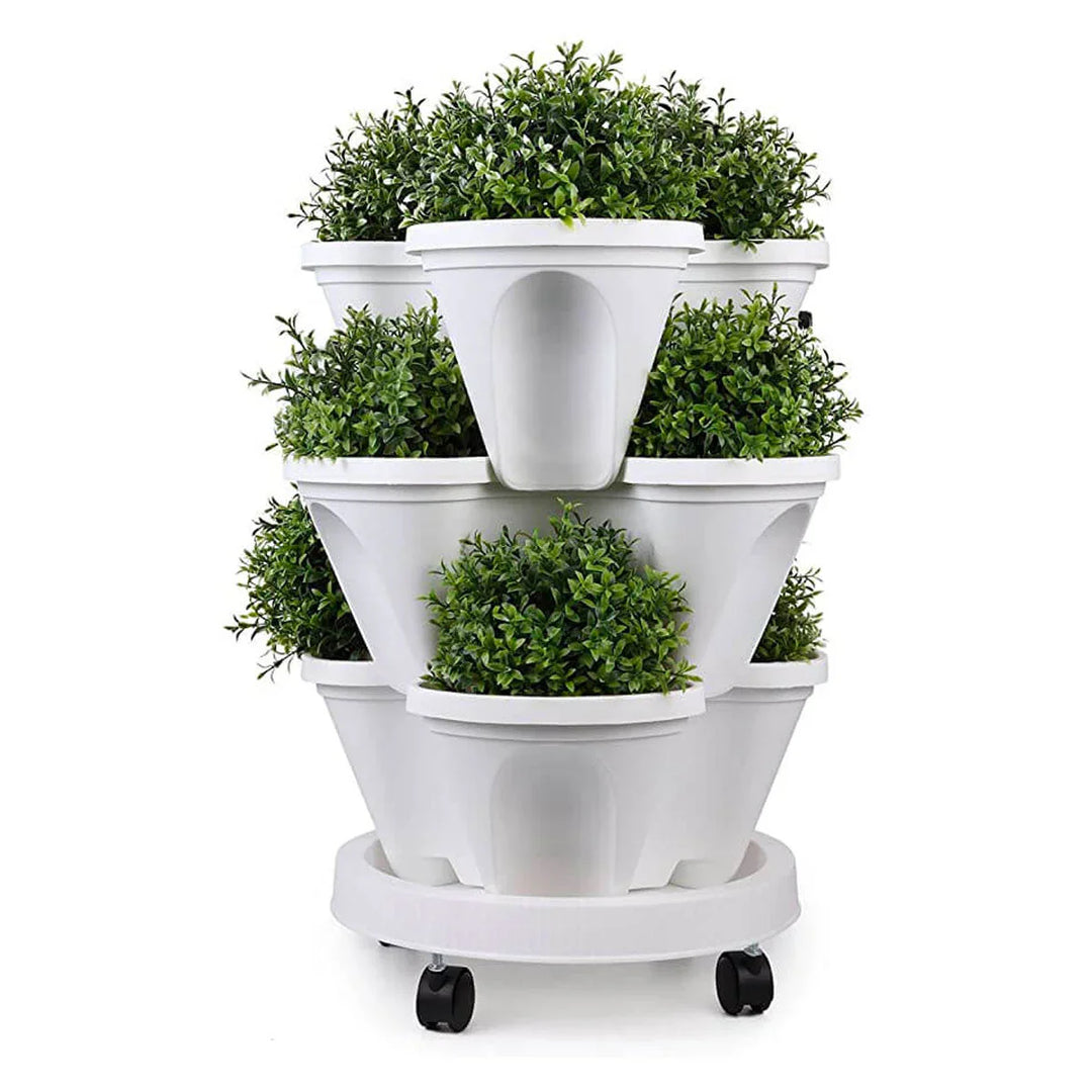 BowLift | Space-saving stackable plant pots – Vertical planting system with wheels