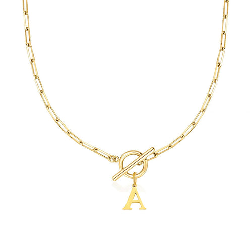 BowLift | Paperclip Letter Initial Circle Lock Clasp Necklace