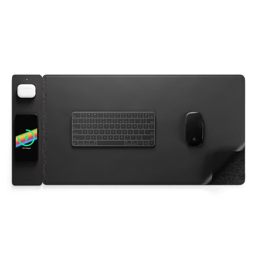 BowLift | Wireless Charging Desk Mat – Reversible Vegan Leather
