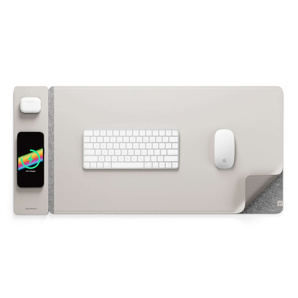 BowLift | Wireless Charging Desk Mat – Reversible Vegan Leather