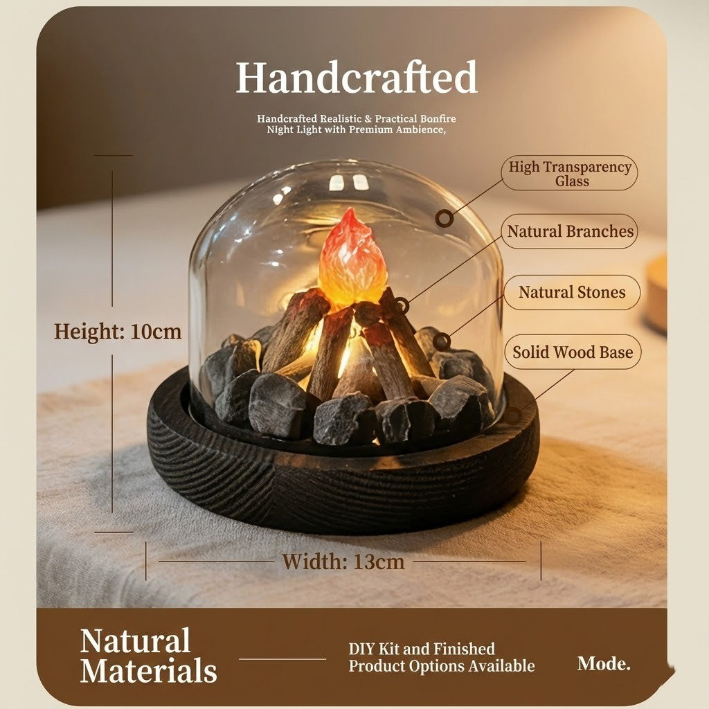 Mini Bonfire Flame Glass Dome Night Lamp | Bowlift