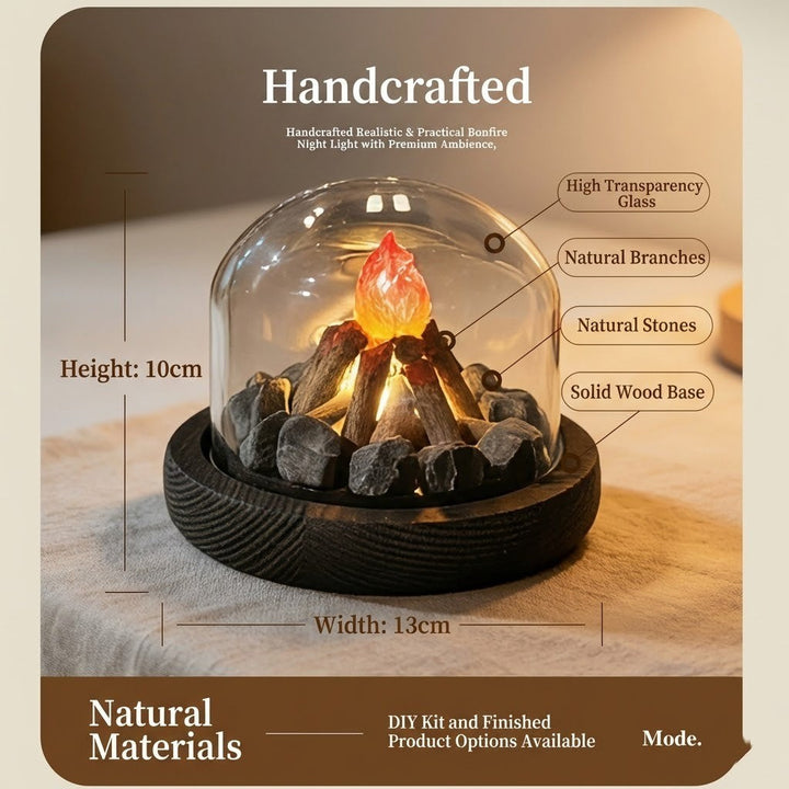 Mini Bonfire Flame Glass Dome Night Lamp | Bowlift
