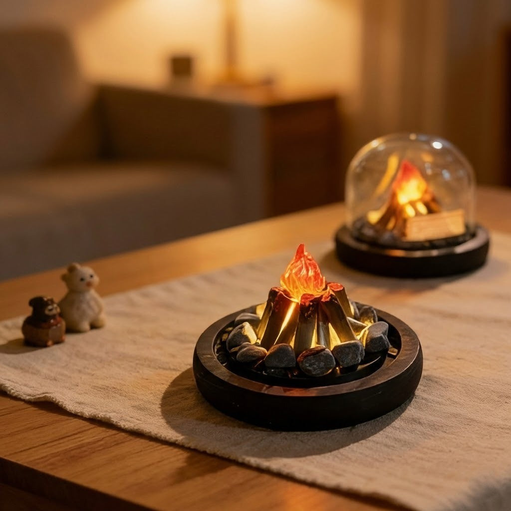 Mini Bonfire Flame Glass Dome Night Lamp | Bowlift