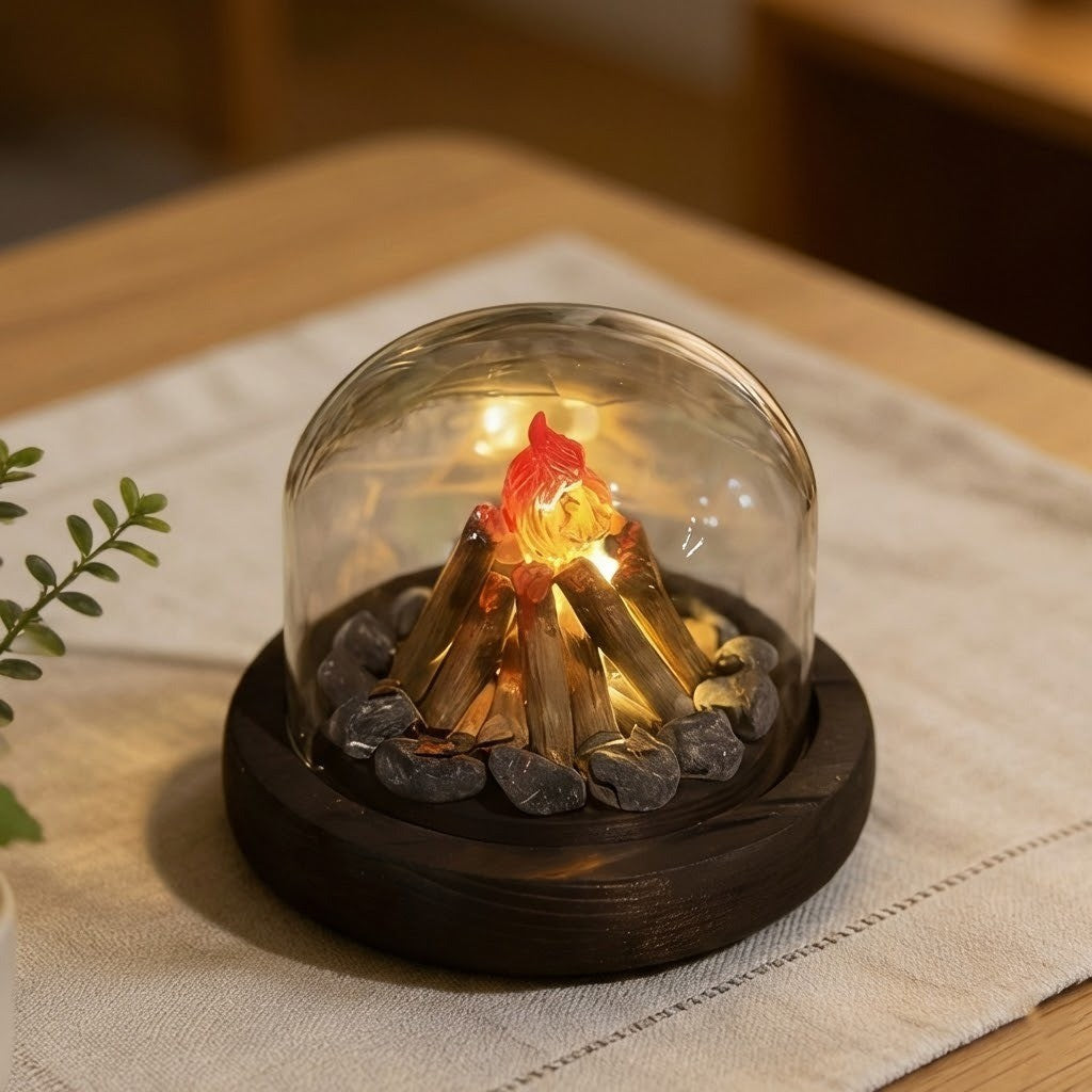 Mini Bonfire Flame Glass Dome Night Lamp | Bowlift