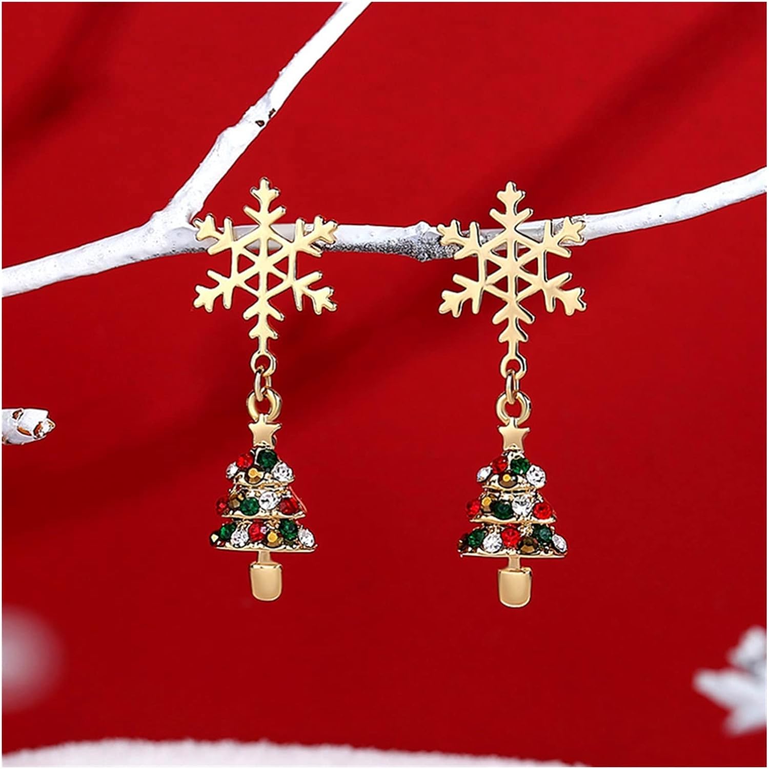 BowLift | Elegant gold-plated snowflake earrings for festive sparkle