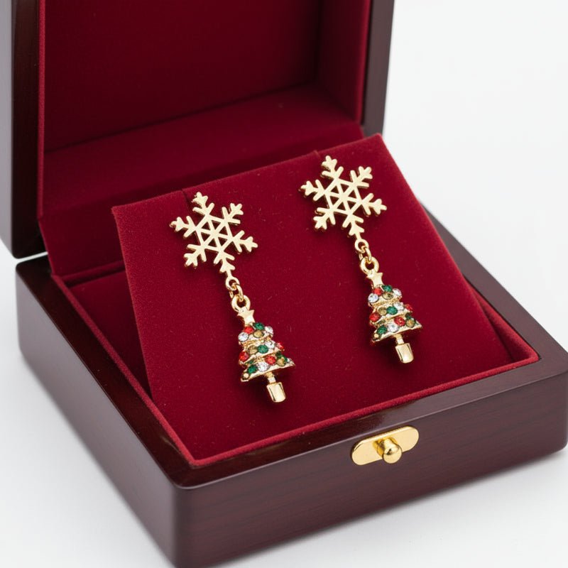 BowLift | Elegant gold-plated snowflake earrings for festive sparkle