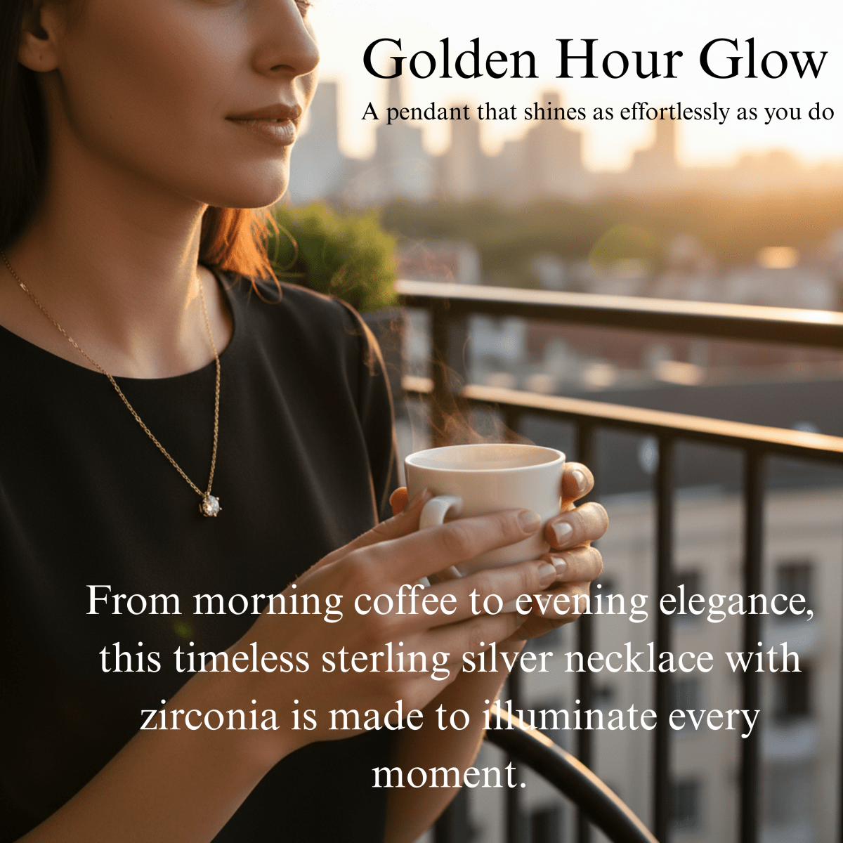 BowLift | Gold-plated 925 silver necklace with round zirconia pendant