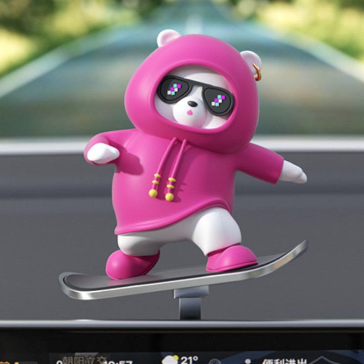 BowLift | Car-Mounted Cartoon Skateboarding Bear Sliding Ornament