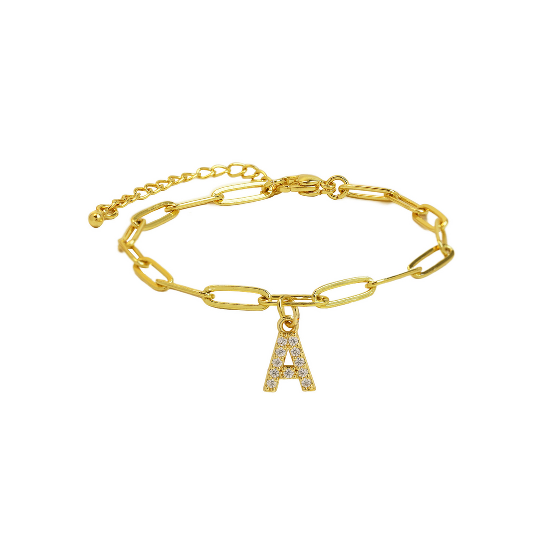 BowLift | Dainty Paperclip Letter Initial Bracelet