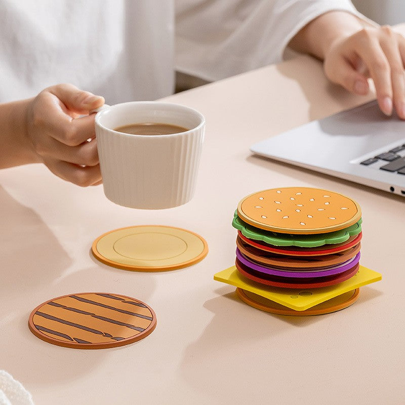 BowLift | Creative Layered Design Burger-Shaped Insulated Coaster Set