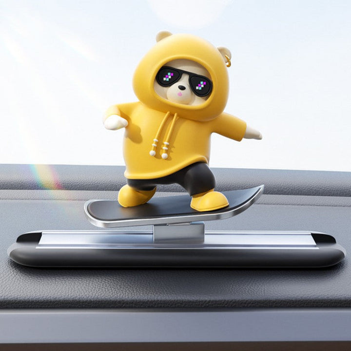BowLift | Car-Mounted Cartoon Skateboarding Bear Sliding Ornament