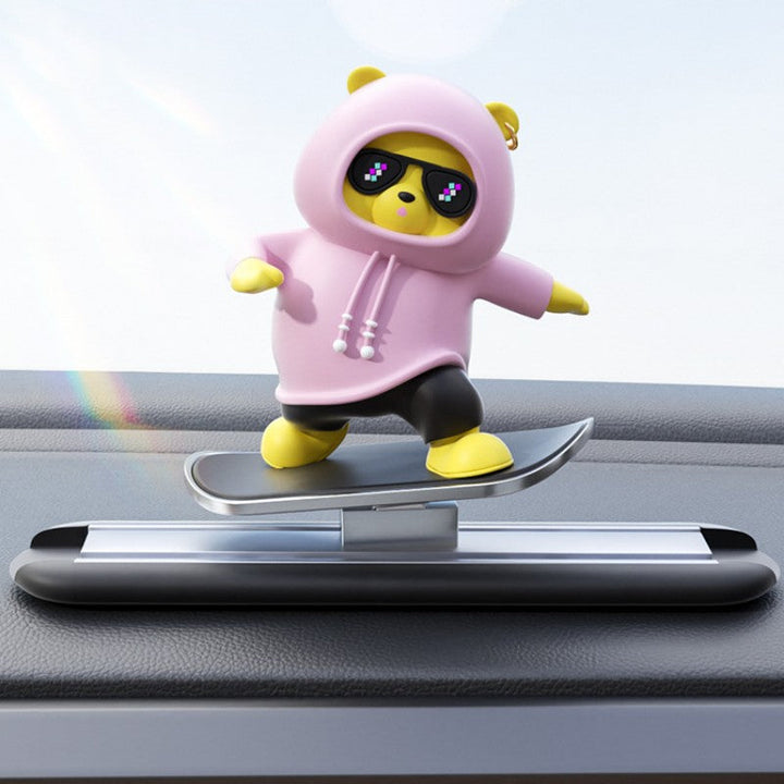 BowLift | Car-Mounted Cartoon Skateboarding Bear Sliding Ornament