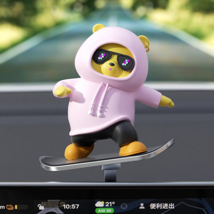 BowLift | Car-Mounted Cartoon Skateboarding Bear Sliding Ornament
