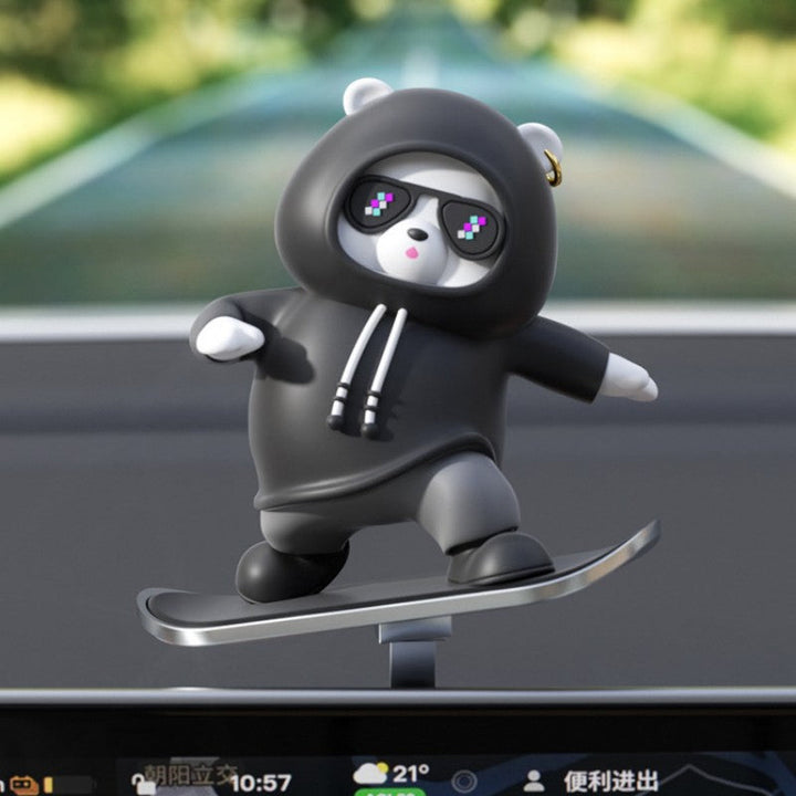 BowLift | Car-Mounted Cartoon Skateboarding Bear Sliding Ornament