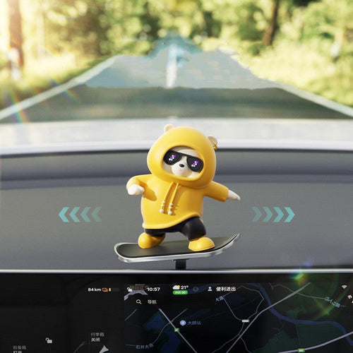 BowLift | Car-Mounted Cartoon Skateboarding Bear Sliding Ornament