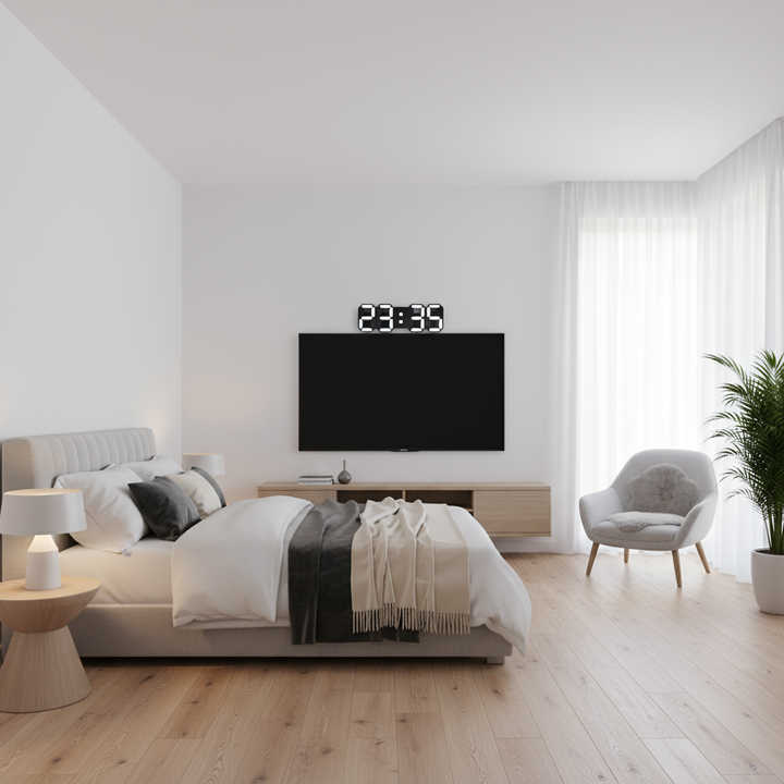 BowLift | Modern 3D-LED Wall Clock Black | Digital Kitchen Clock Eye-Catcher