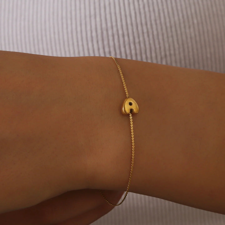 BowLift | Dainty Bubble Letter Initial Bracelet
