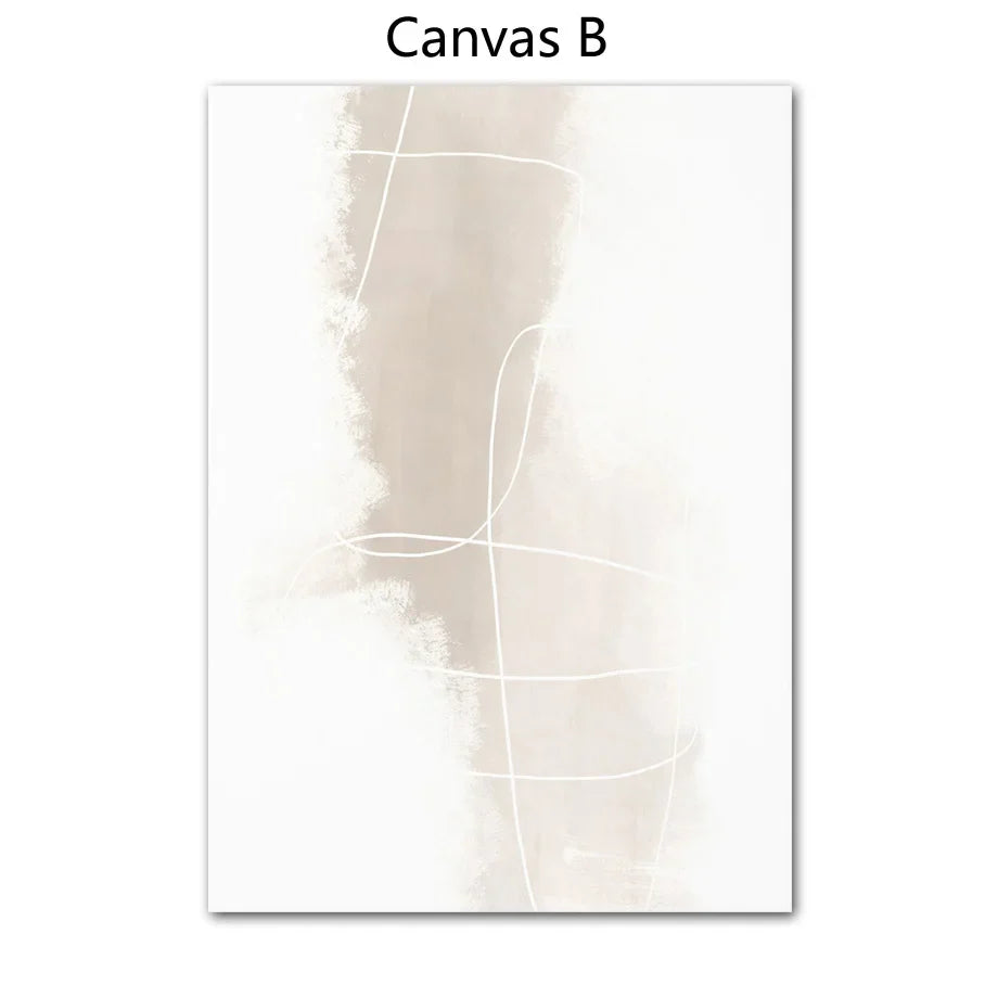 Absolute Minimal Beige White Abstract Wall Art Fine Art Canvas Prints Simple Artworks For Modern Apartment Living Room Art For Contemporary Decor | Bowlift