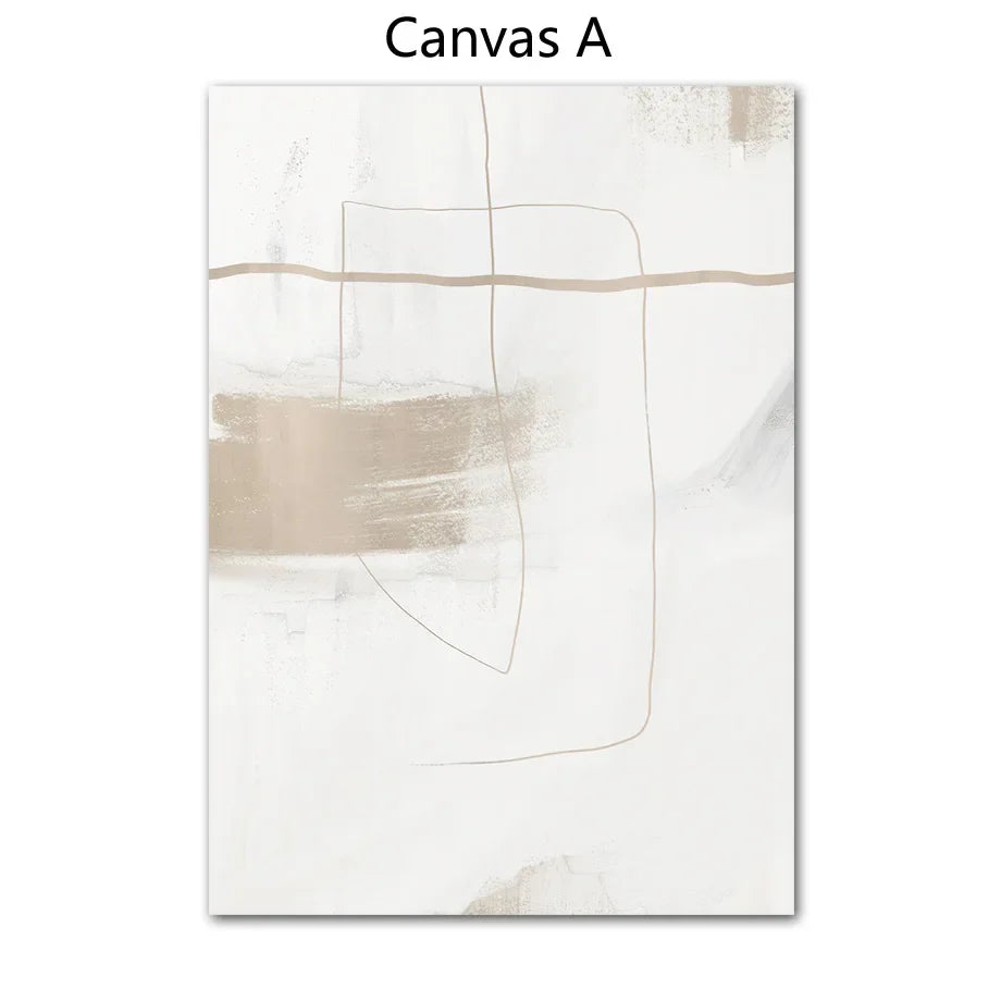 Absolute Minimal Beige White Abstract Wall Art Fine Art Canvas Prints Simple Artworks For Modern Apartment Living Room Art For Contemporary Decor | Bowlift