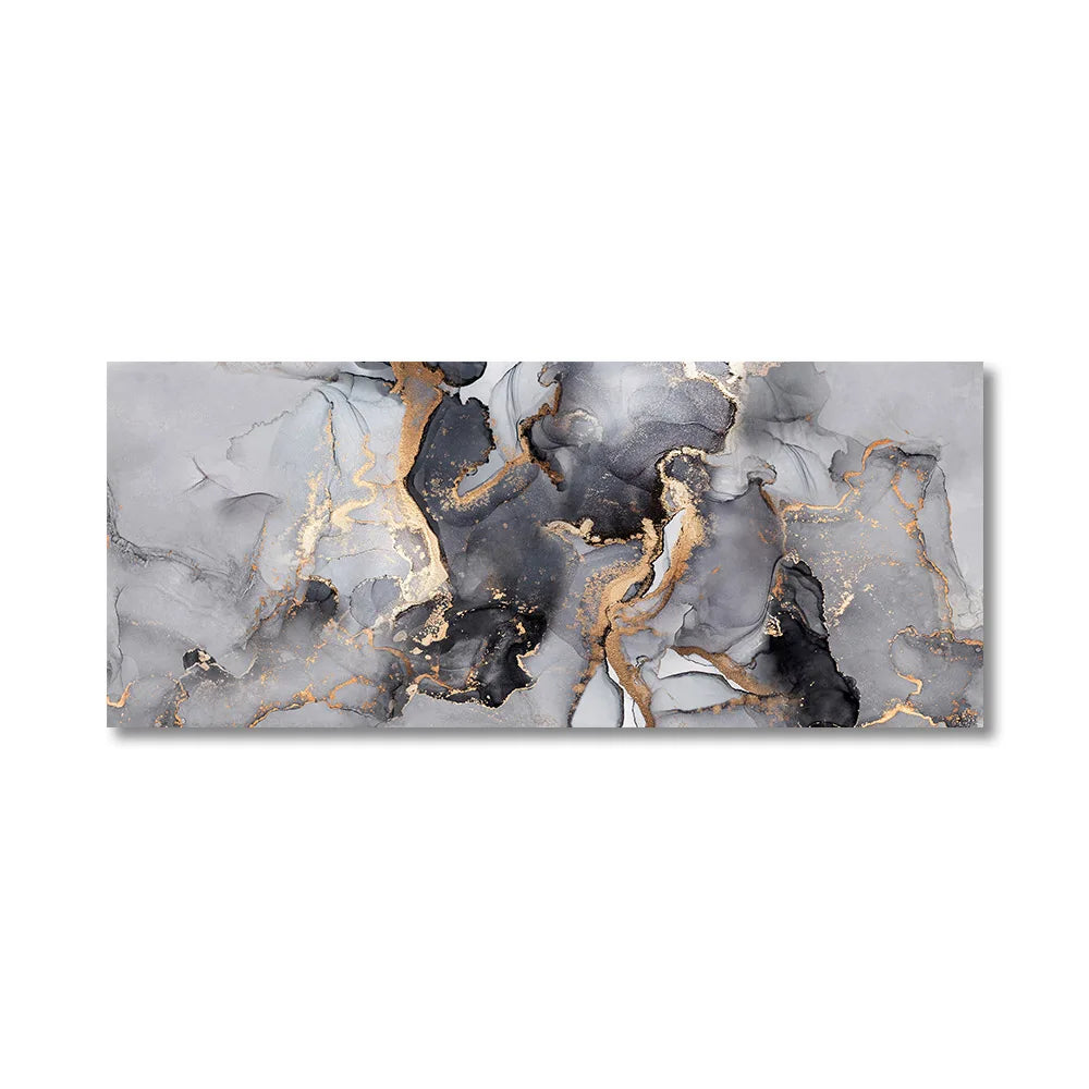 Abstract Grey Golden Liquid Marble Print Wall Art Fine Art Canvas Prints Wide Format Pictures For Above The Sofa Art For Above The Bed | Bowlift