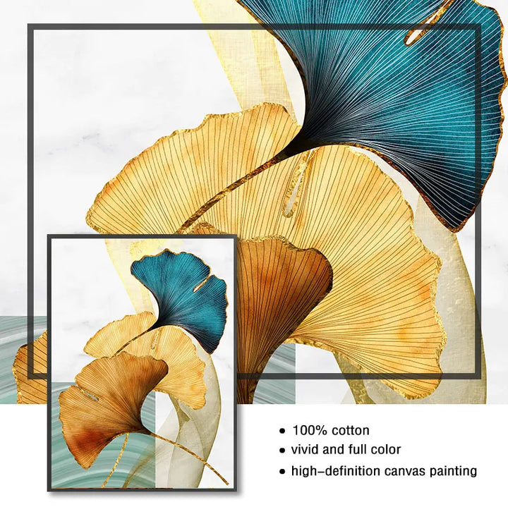 Abstract Exotic Botanical Wall Art Fine Art Canvas Prints Blue Green Yellow Floral Pictures For Living Room Bedroom Light Luxury Home Decor | Bowlift