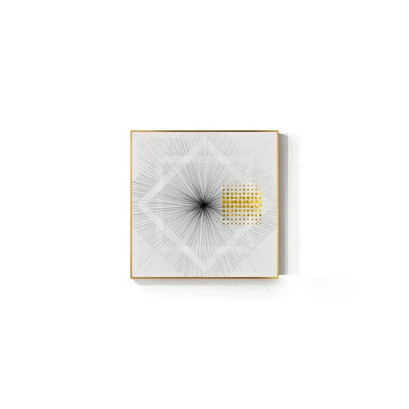 Minimalist Golden Sun Lines Abstract Wall Art Fine Art Canvas Prints Square Format Pictures For Modern Apartment Living Room Art For Contemporary Interiors | Bowlift