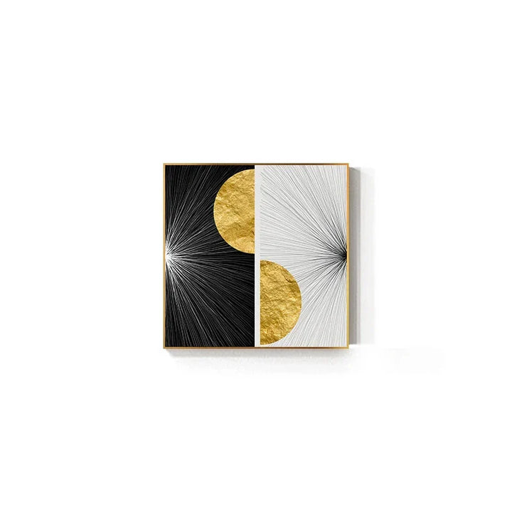 Minimalist Golden Sun Lines Abstract Wall Art Fine Art Canvas Prints Square Format Pictures For Modern Apartment Living Room Art For Contemporary Interiors | Bowlift