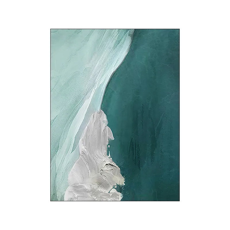 Abstract Green Aqua Sandy Beach Seascape Wall Art Fine Art Canvas Prints Pictures For Modern Apartment Living Room Bedroom Art Decor | Bowlift
