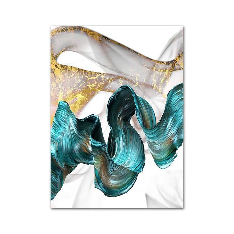 Abstract Green Jade Flowing Bio-Ribbon Wall Art Fine Art Canvas Prints Chic Pictures For Living Room Dining Room Modern Home Decor | Bowlift