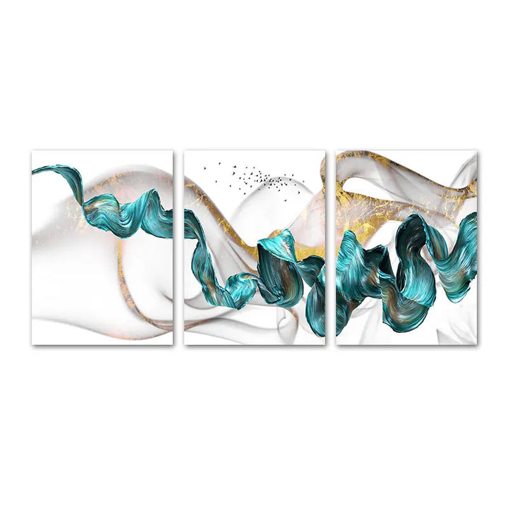 Abstract Green Jade Flowing Bio-Ribbon Wall Art Fine Art Canvas Prints Chic Pictures For Living Room Dining Room Modern Home Decor | Bowlift