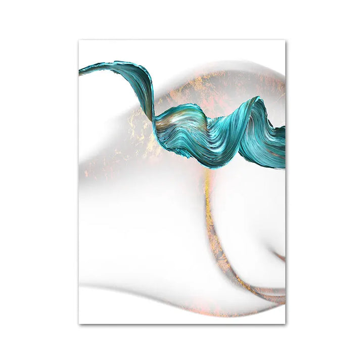 Abstract Green Jade Flowing Bio-Ribbon Wall Art Fine Art Canvas Prints Chic Pictures For Living Room Dining Room Modern Home Decor | Bowlift