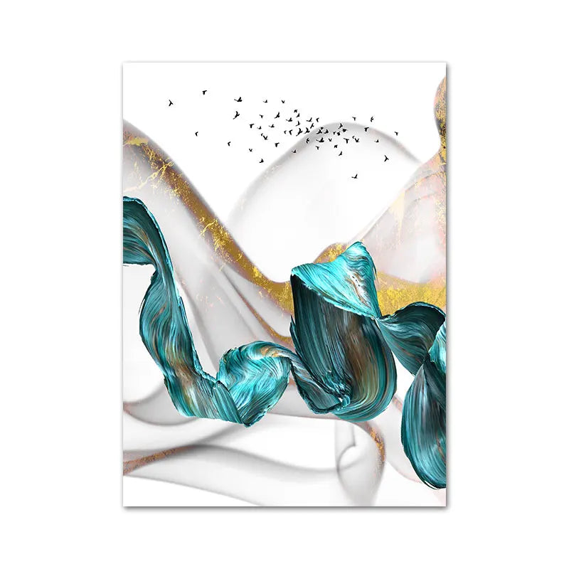 Abstract Green Jade Flowing Bio-Ribbon Wall Art Fine Art Canvas Prints Chic Pictures For Living Room Dining Room Modern Home Decor | Bowlift