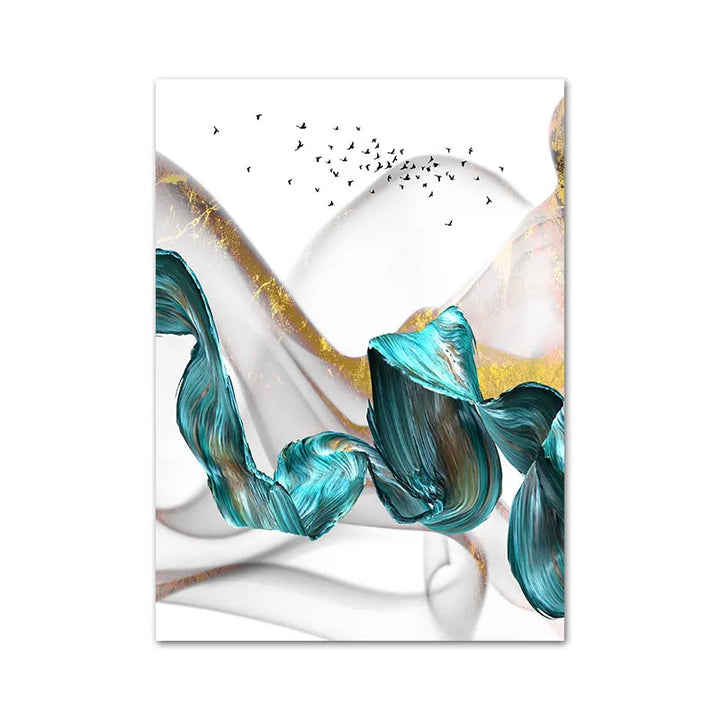 Abstract Green Jade Flowing Bio-Ribbon Wall Art Fine Art Canvas Prints Chic Pictures For Living Room Dining Room Modern Home Decor | Bowlift